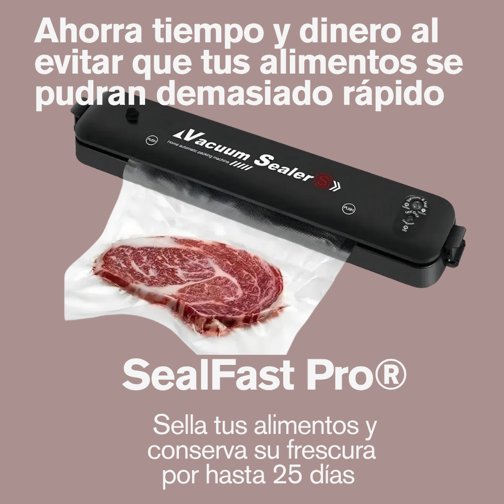 SealFast Pro® Sella tus alimentos y conserva su frescura por hasta 25 días + rollo bolsas 5 mts