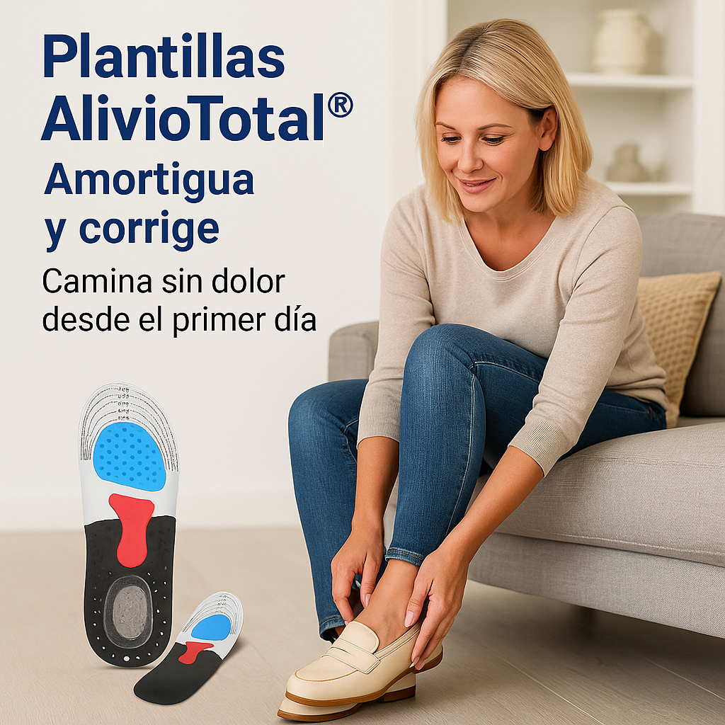 Plantillas AlivioTotal® – Amortigua y corrige – Camina sin dolor desde el primer día